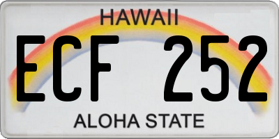HI license plate ECF252