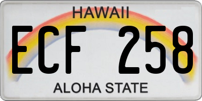 HI license plate ECF258