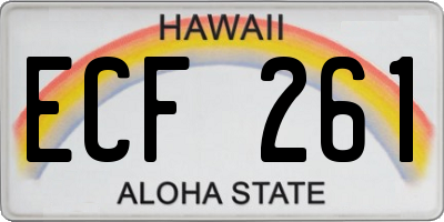 HI license plate ECF261