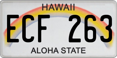HI license plate ECF263
