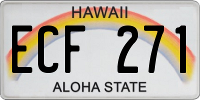 HI license plate ECF271
