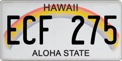 HI license plate ECF275
