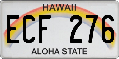 HI license plate ECF276