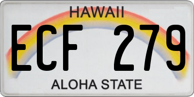 HI license plate ECF279