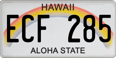 HI license plate ECF285
