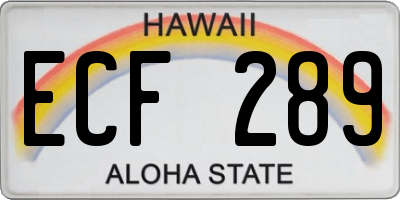 HI license plate ECF289