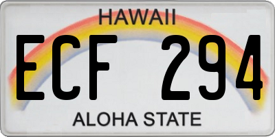 HI license plate ECF294