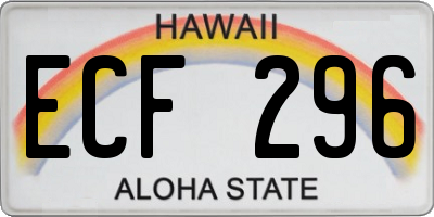 HI license plate ECF296