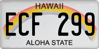 HI license plate ECF299