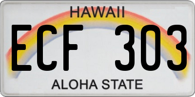HI license plate ECF303