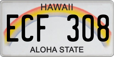 HI license plate ECF308