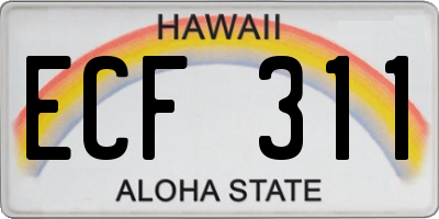 HI license plate ECF311