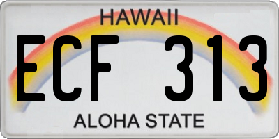 HI license plate ECF313