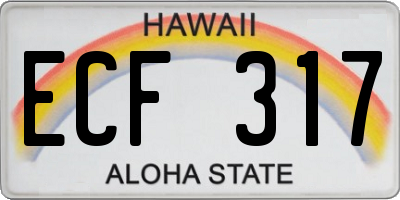 HI license plate ECF317