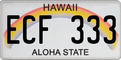 HI license plate ECF333