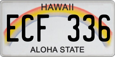 HI license plate ECF336