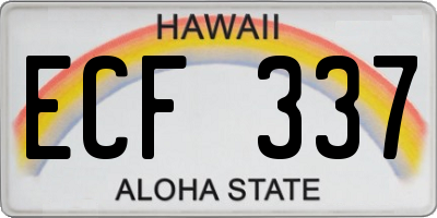 HI license plate ECF337