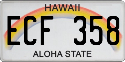 HI license plate ECF358