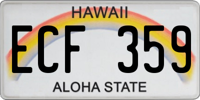 HI license plate ECF359