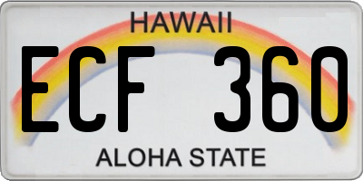 HI license plate ECF360