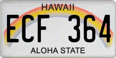 HI license plate ECF364