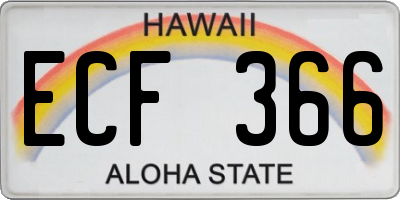 HI license plate ECF366