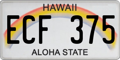 HI license plate ECF375