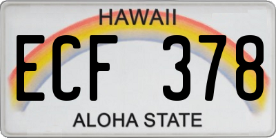 HI license plate ECF378