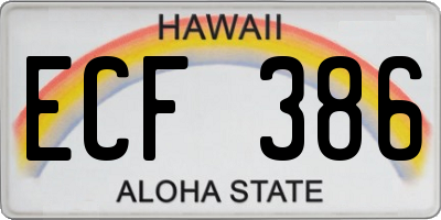HI license plate ECF386