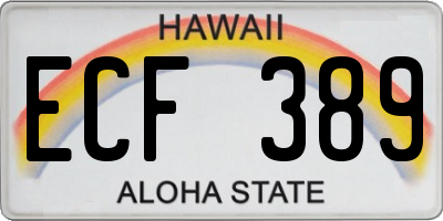 HI license plate ECF389