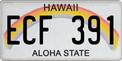 HI license plate ECF391