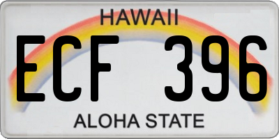 HI license plate ECF396
