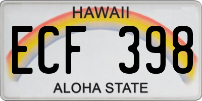 HI license plate ECF398