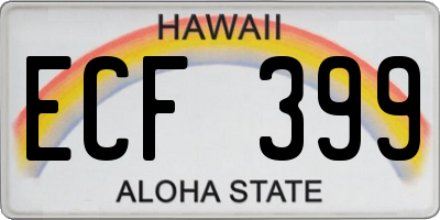 HI license plate ECF399
