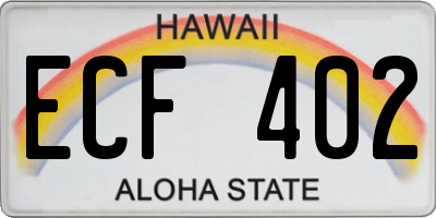 HI license plate ECF402