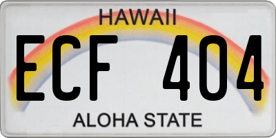 HI license plate ECF404