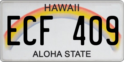 HI license plate ECF409