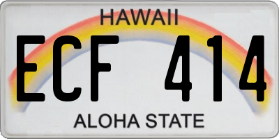 HI license plate ECF414