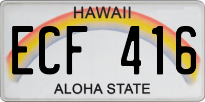 HI license plate ECF416