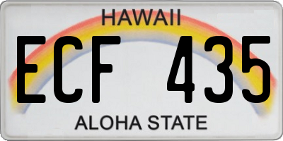 HI license plate ECF435
