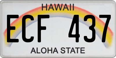 HI license plate ECF437