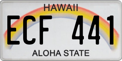 HI license plate ECF441