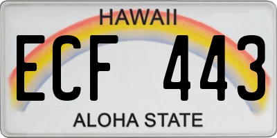 HI license plate ECF443