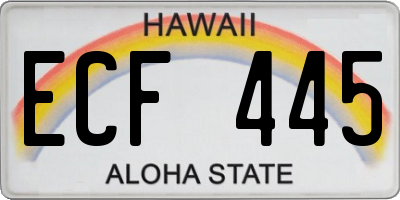 HI license plate ECF445