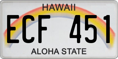 HI license plate ECF451