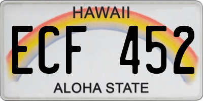 HI license plate ECF452