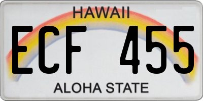 HI license plate ECF455