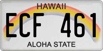 HI license plate ECF461