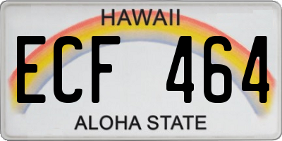 HI license plate ECF464