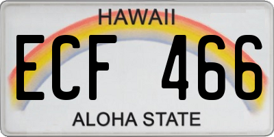 HI license plate ECF466